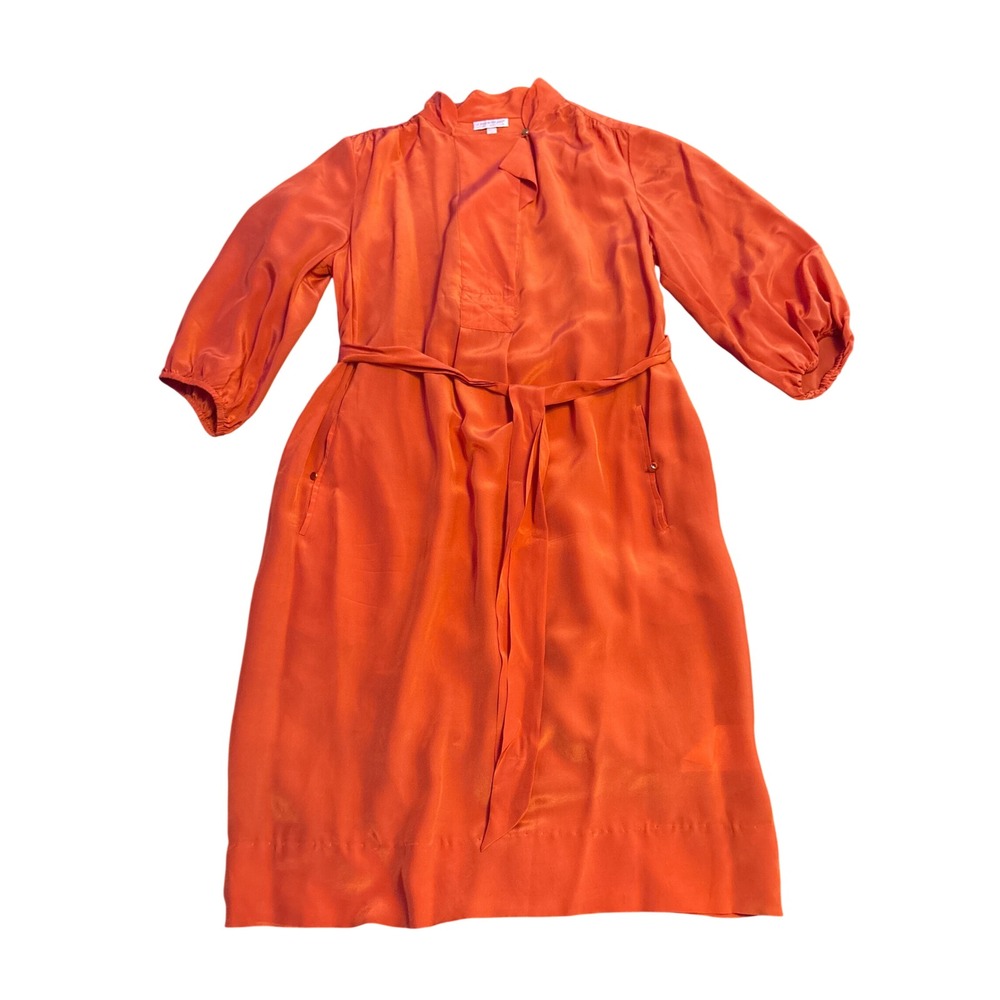 A Pea in the Pod 100% Silk Maternity Dress Burnt Orange Fall Baby Shower S